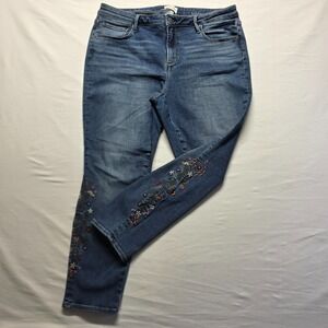 Driftwood Jeans Women's Size 16 Jackie High Rise Floral Embroidery Boho Hippie